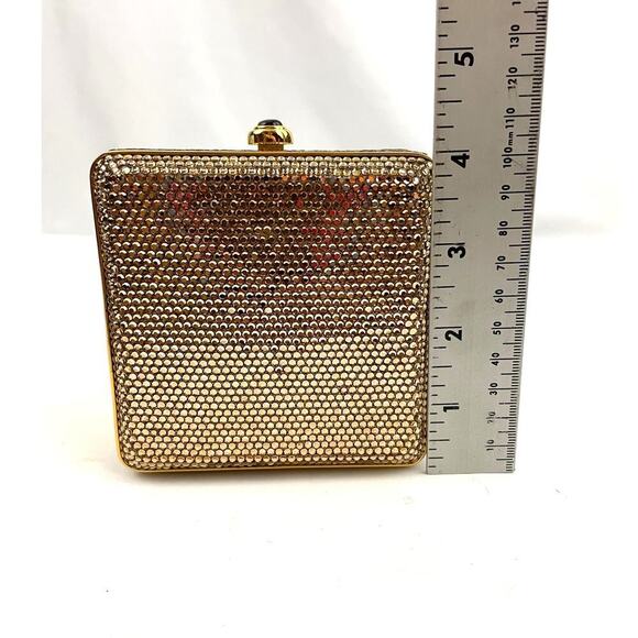 Judith Leiber Swarovski Crystal Gold Tone Metal Stone Evening Bag Clutch - Picture 10 of 16